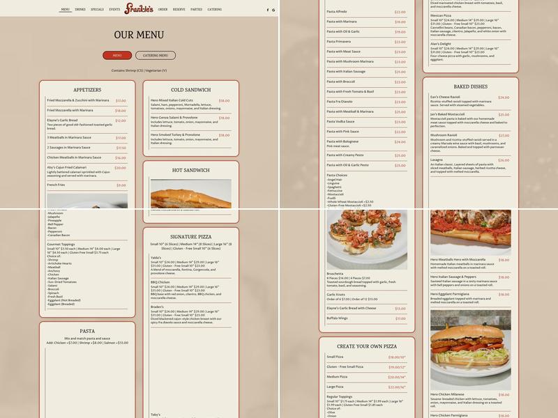 Frankie's Italian Kitchen Menu