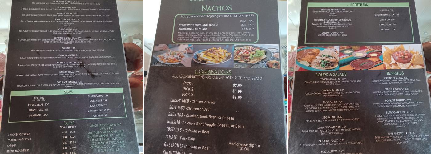 El Ranchito Menu