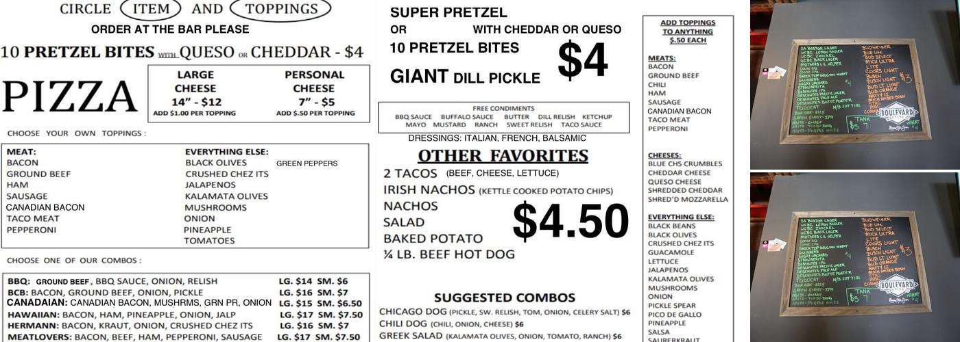 Loose Caboose Saloon Menu