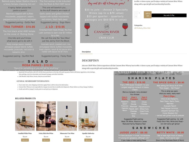 Cannon River Winery + Kitchen Menu