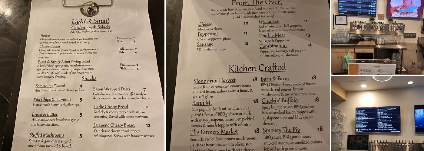 King Cong Brewing Company Menu