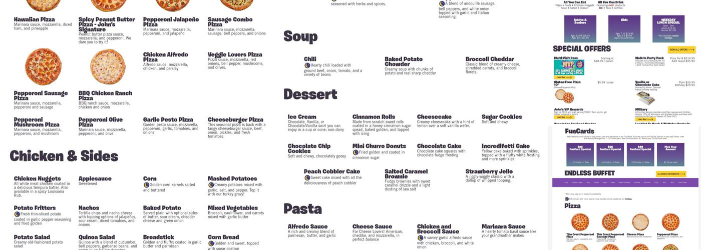 John's Incredible Pizza - Roseville Menu