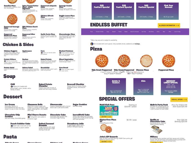 John's Incredible Pizza - Roseville Menu