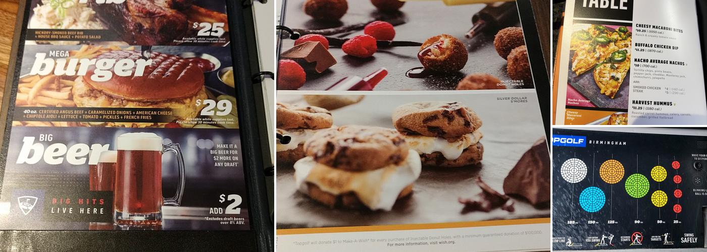 Topgolf Birmingham Menu