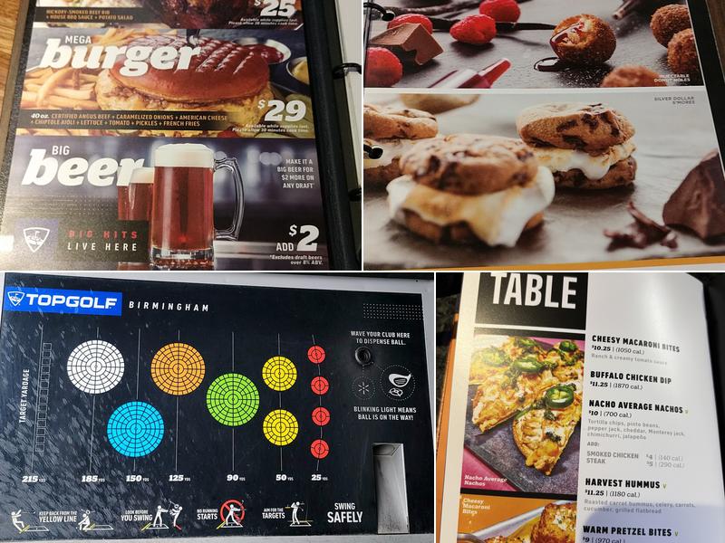 Topgolf Birmingham Menu