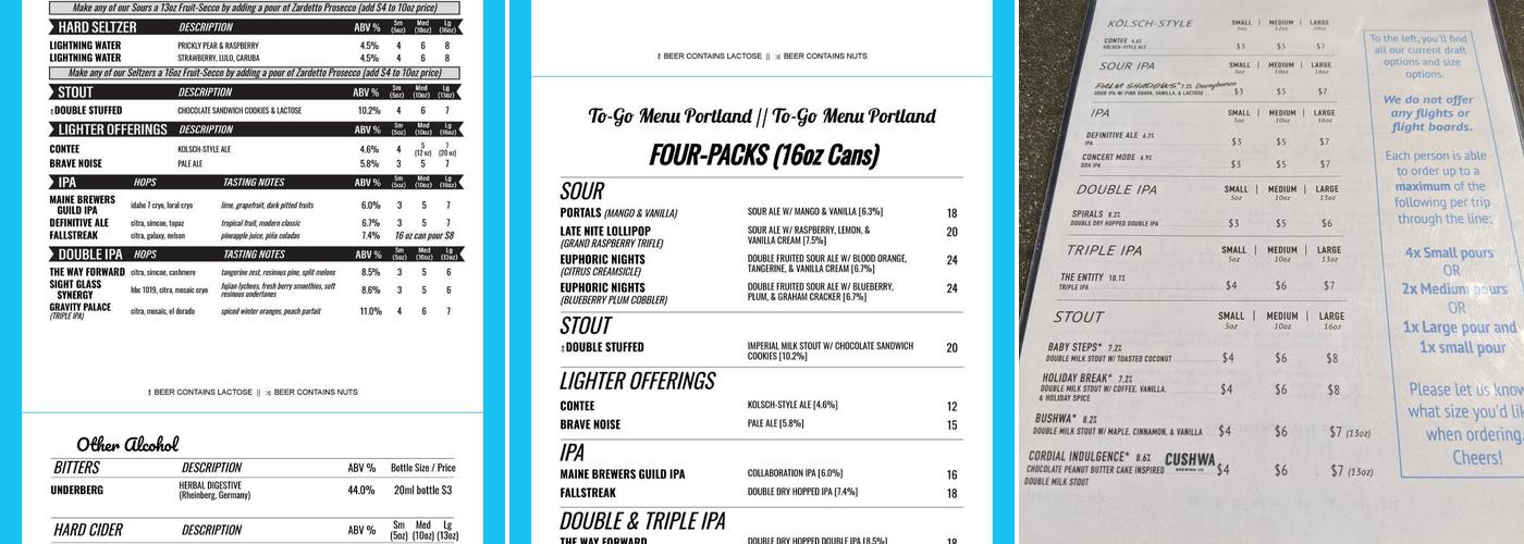 Definitive Brewing Company Menu