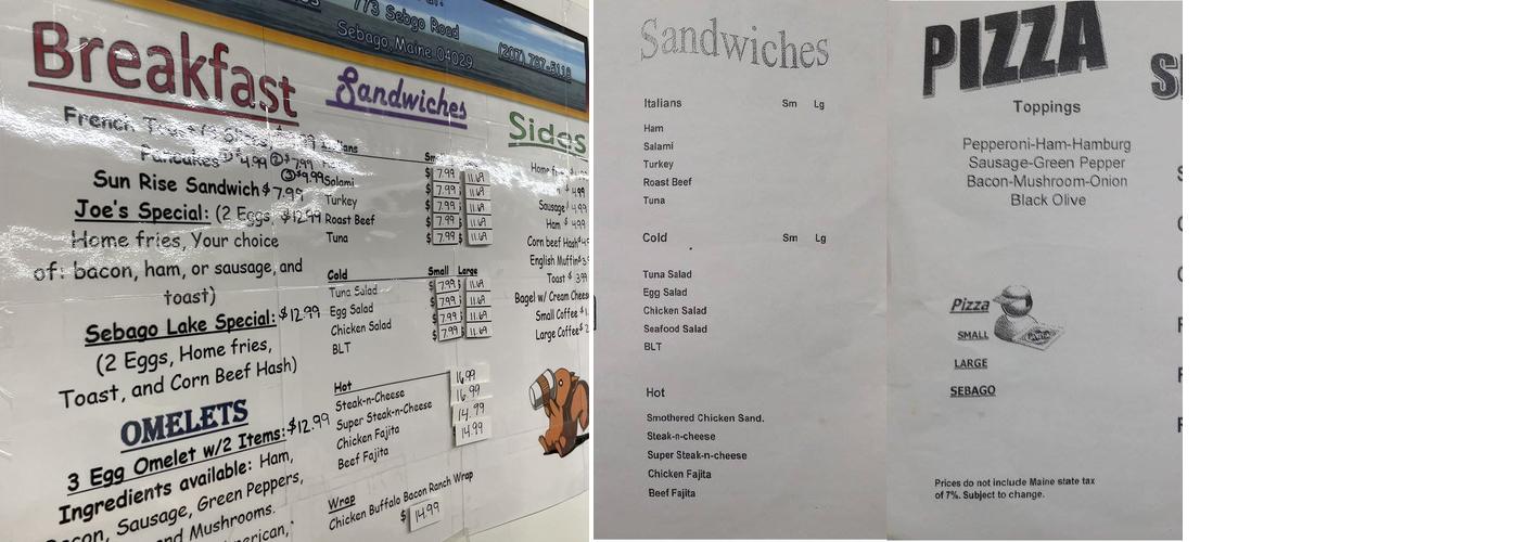 Gemmes General Store Menu