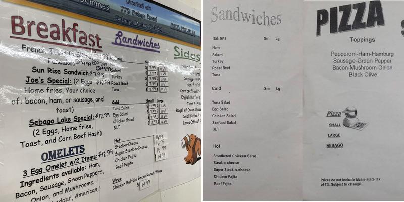 Gemmes General Store Menu