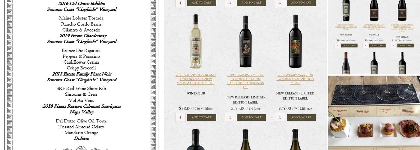 Piazza Del Dotto Winery & Caves Menu