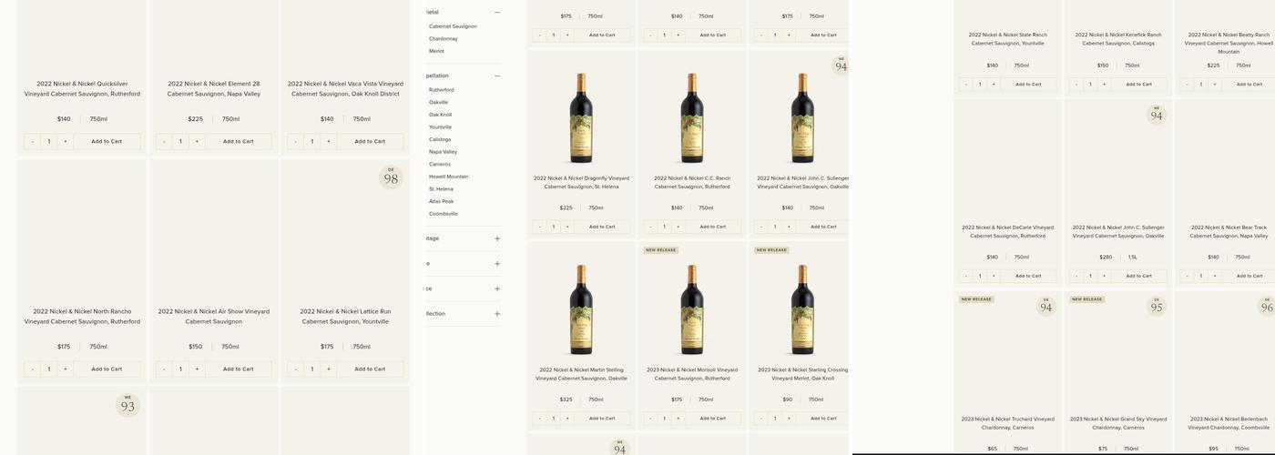 Far Niente Winery Menu