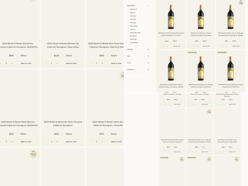 Far Niente Winery Menu