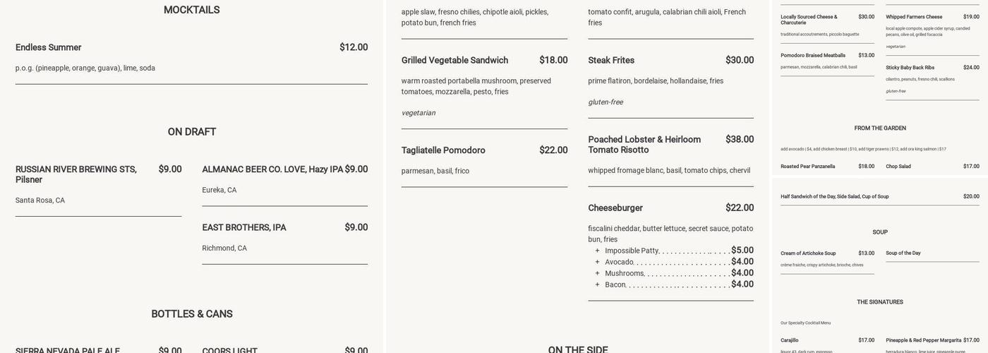 The Grill Menu