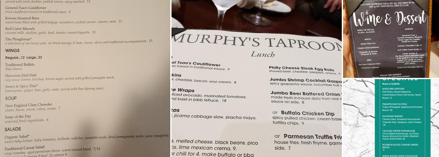 Murphy's Taproom & Carriage House Menu