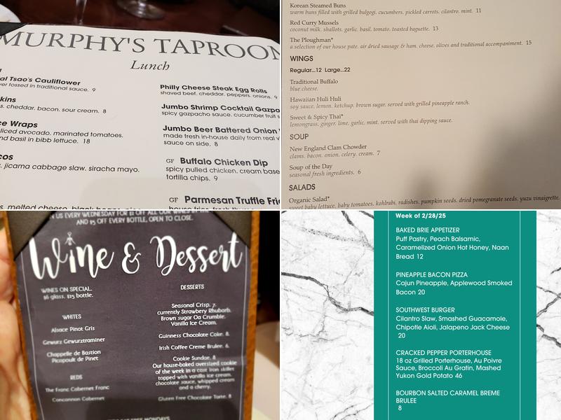 Murphy's Taproom & Carriage House Menu