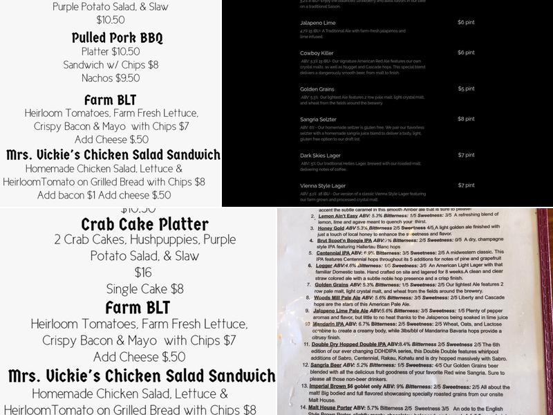 Wood Ridge Farm Brewery Menu