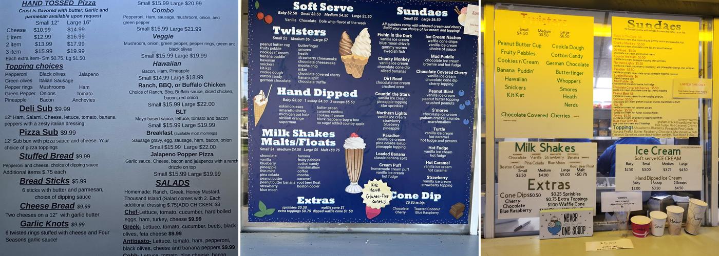 Four Seasons Party Store & Ice Cream Shop Menu