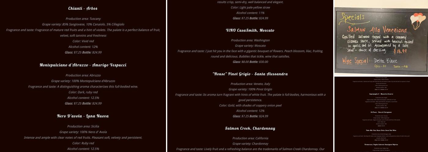 Lidias Ristorante Italiano Menu