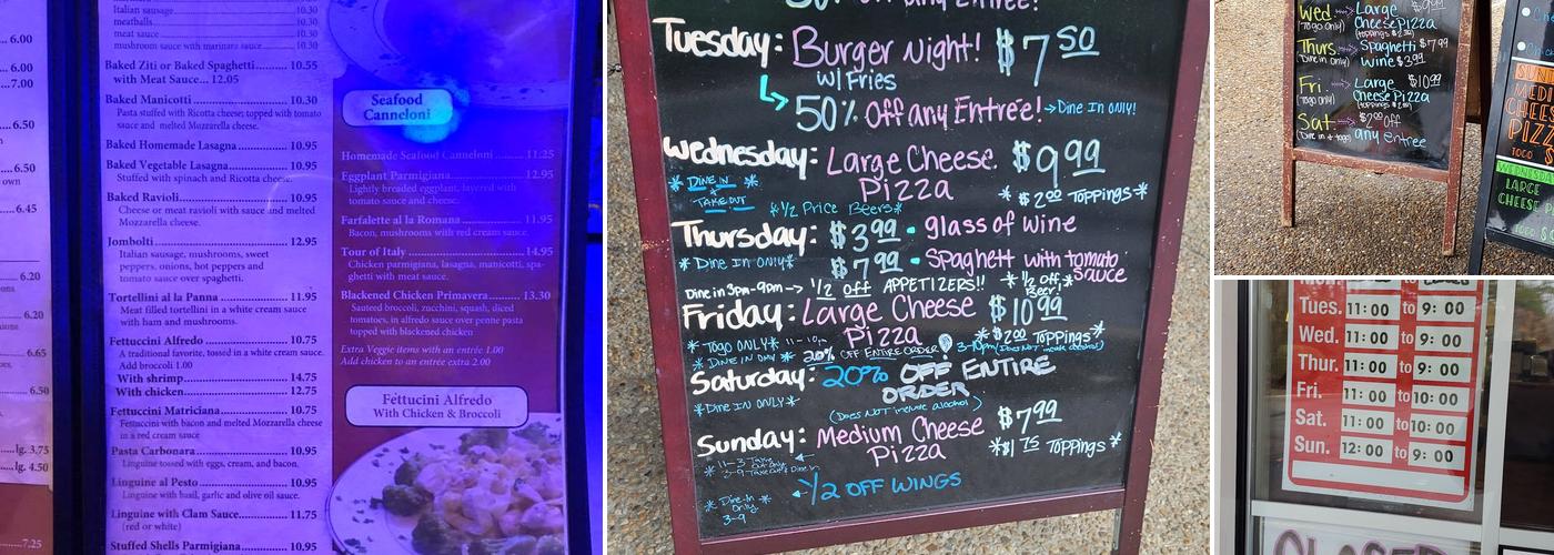 Portabella Ristorante Menu