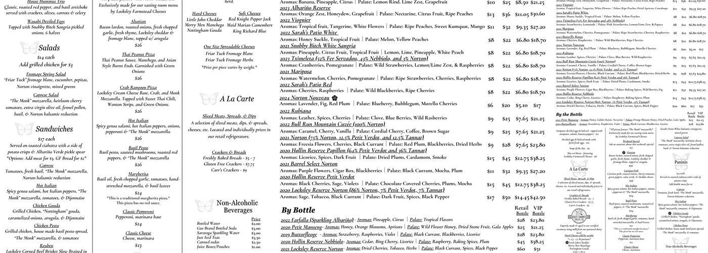 Chrysalis Vineyards at The Ag District Menu