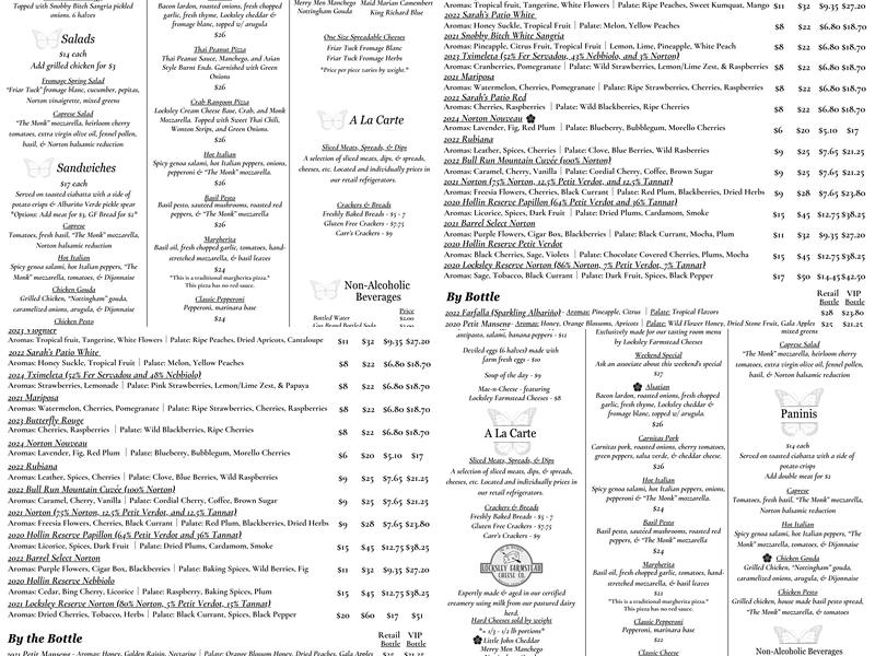 Chrysalis Vineyards at The Ag District Menu