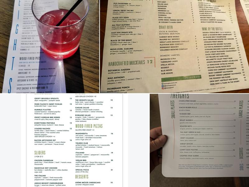 The Heights Menu