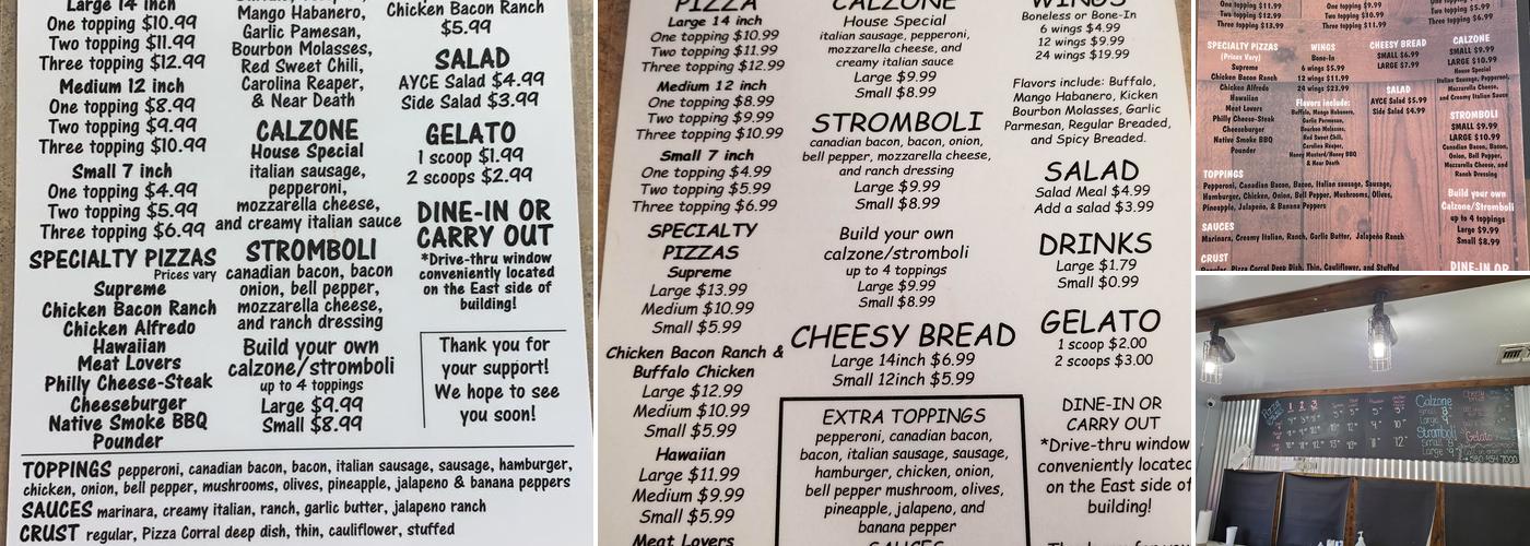Pizza Corral Menu