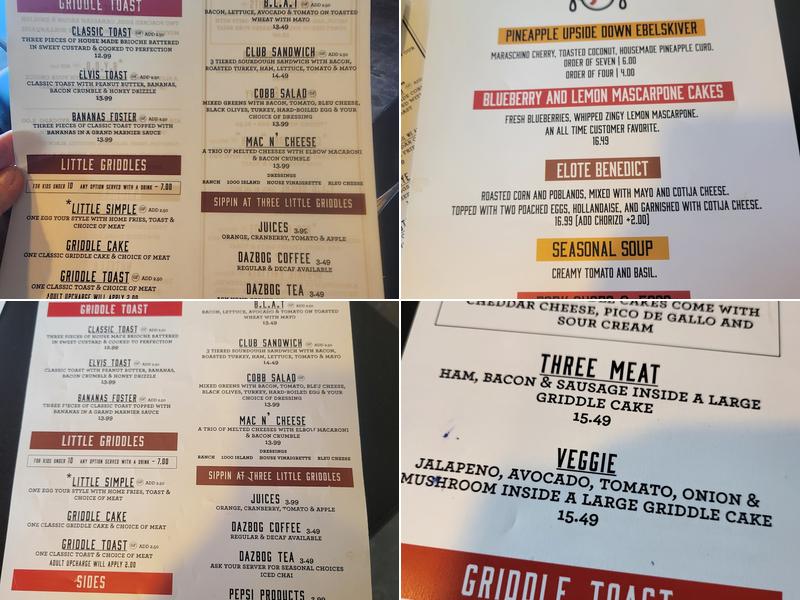 Three Little Griddles Menu