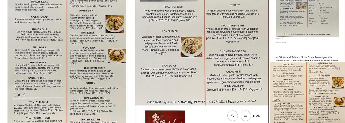 Hawkins Farm Cellars Menu