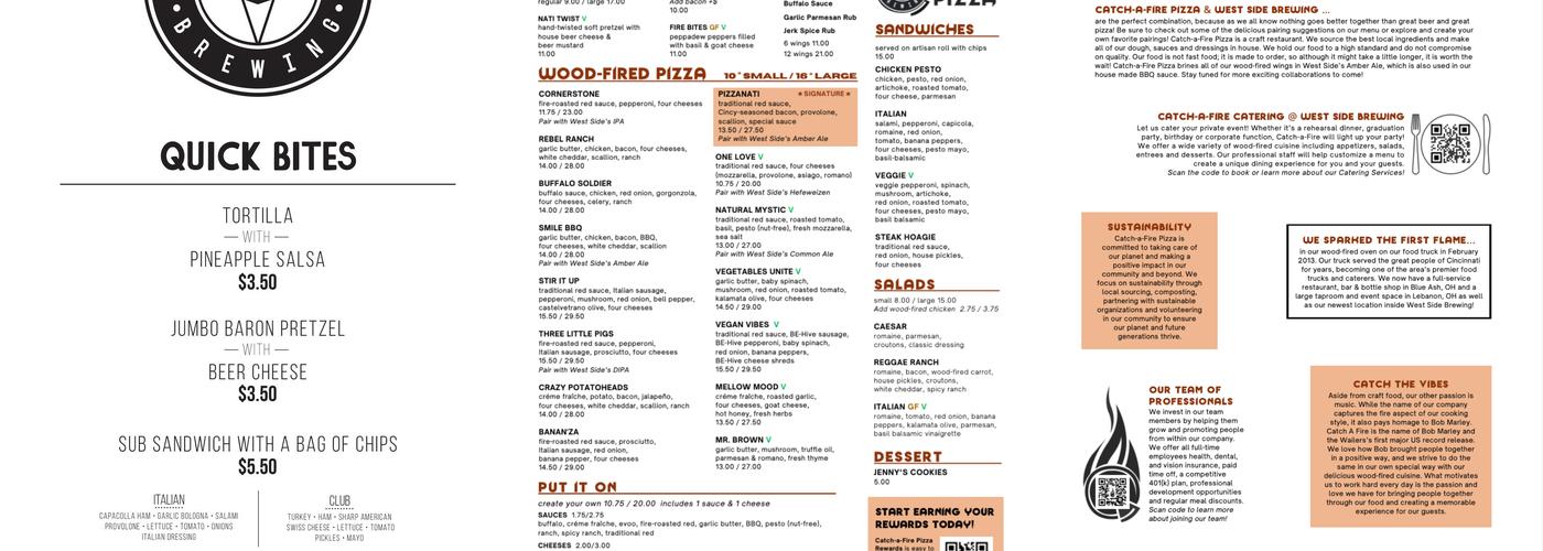 West Side Brewing Menu