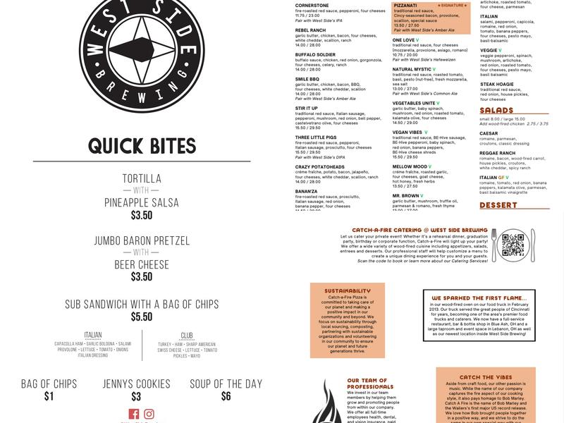 West Side Brewing Menu
