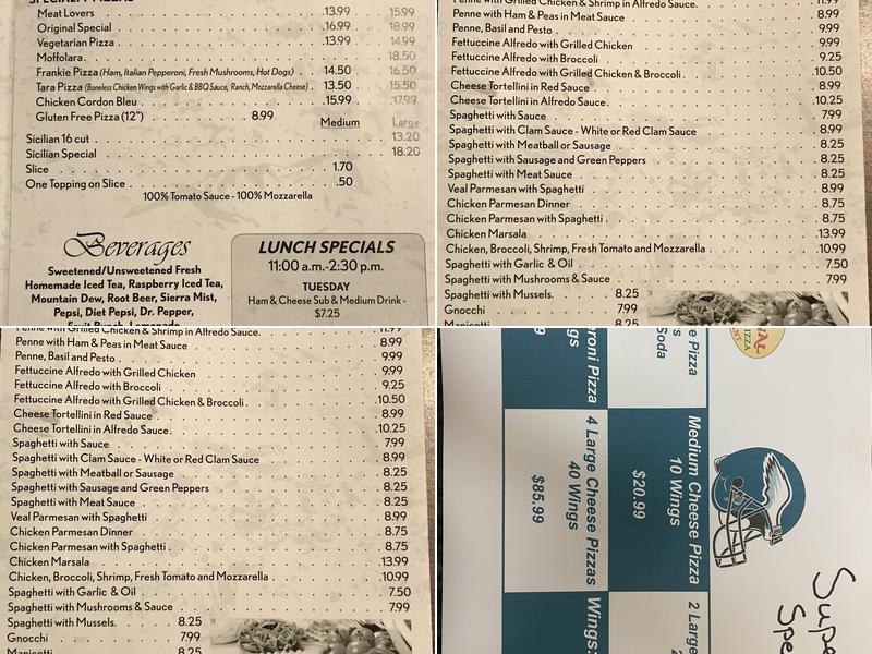 Frank’s Original Italian Pizza Menu