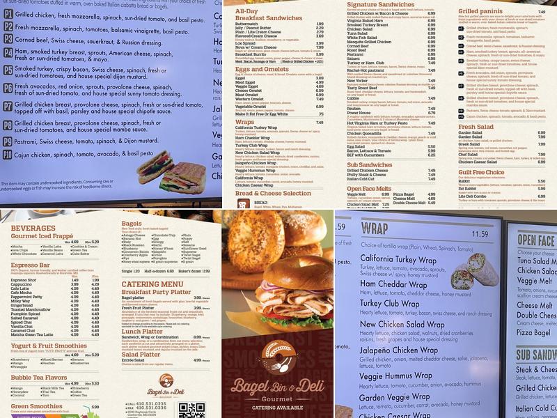 Bagel Bin Menu