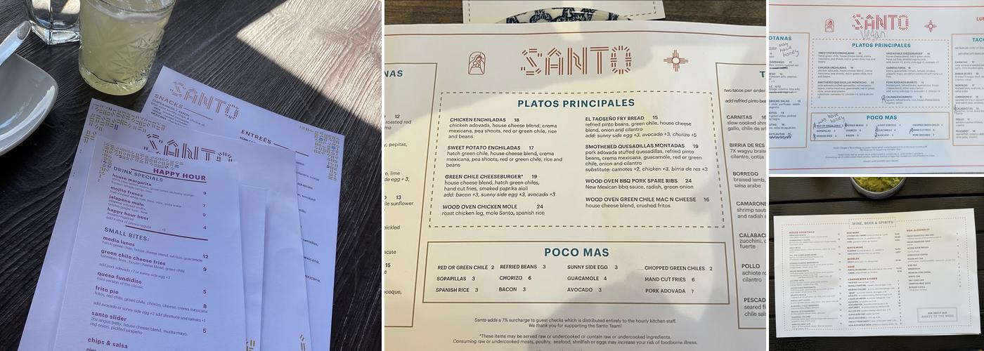 Santo Menu