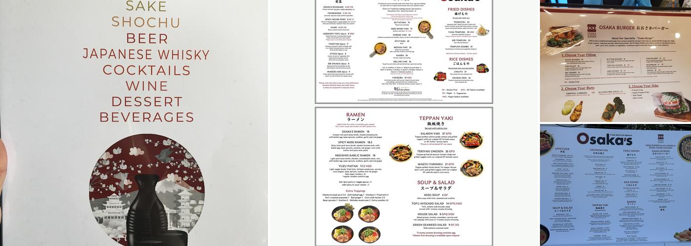 Osaka's Menu