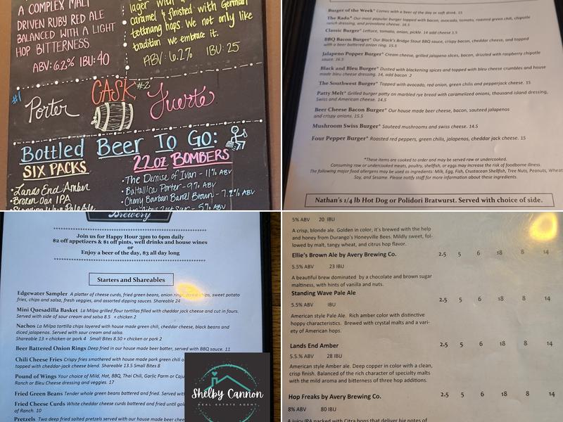 Edgewater Brewery Menu