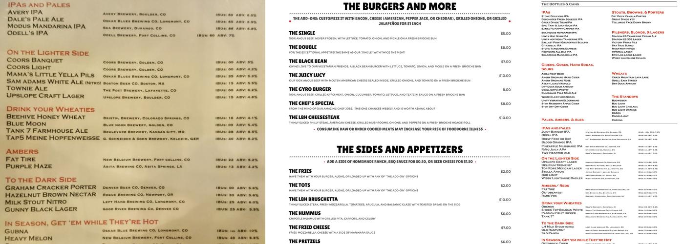 Larimer Beer Hall Menu