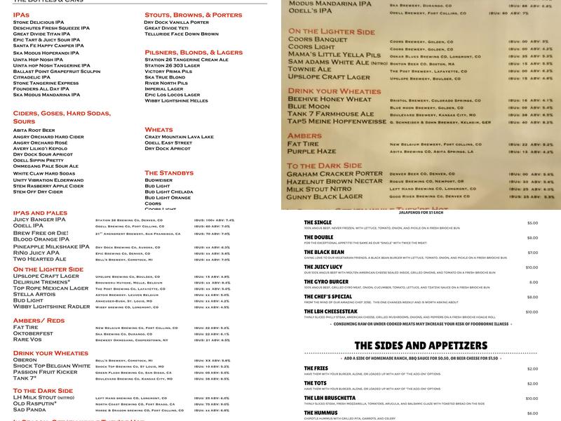 Larimer Beer Hall Menu
