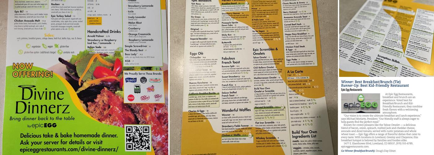 Epic Egg GREELEY - 23rd Ave Menu
