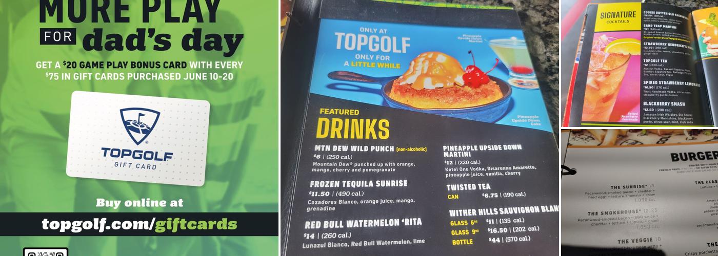 Topgolf Menu