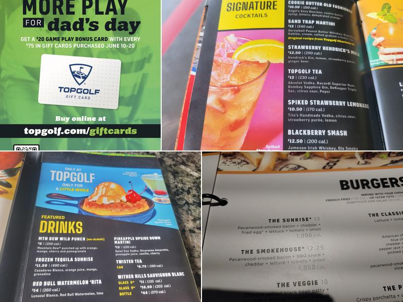 Topgolf Menu