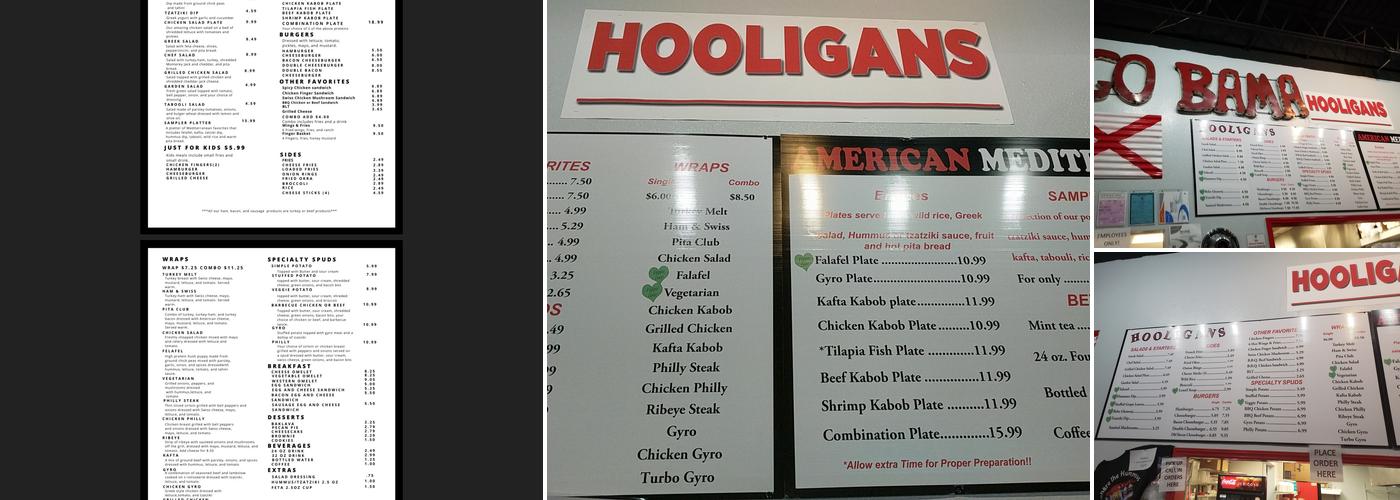 Hooligans Restaurant Menu