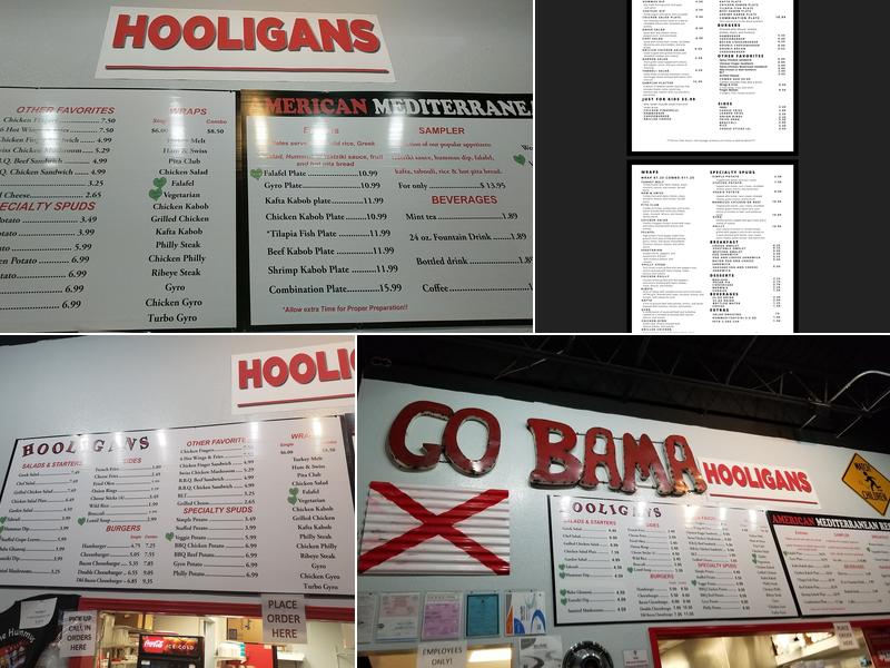 Hooligans Restaurant Menu