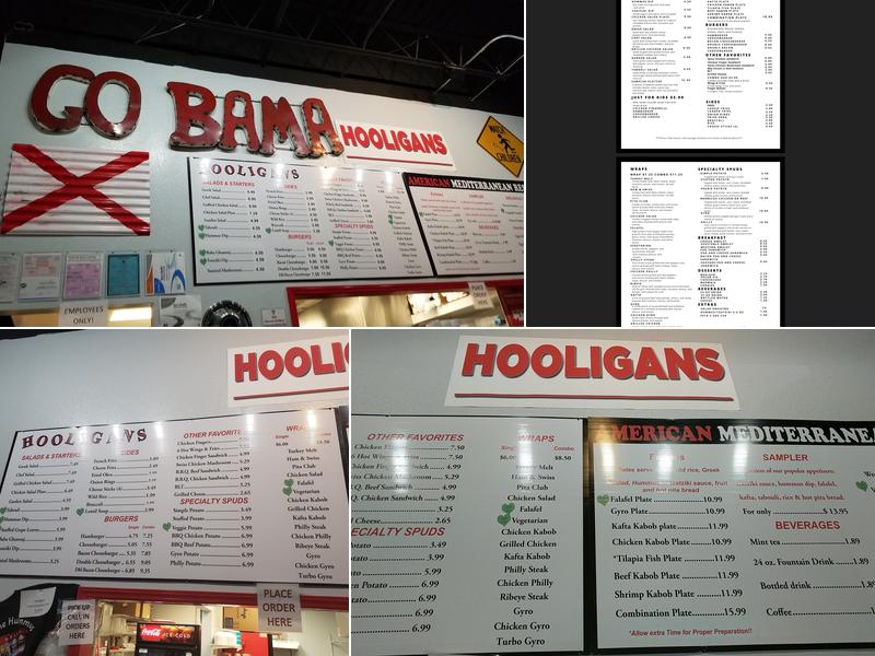 Hooligans Restaurant Menu