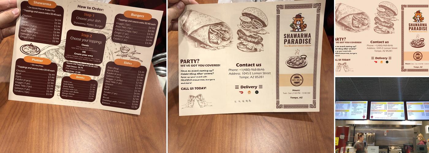 Shawarma Paradise Menu