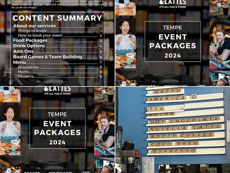 Snakes & Lattes Tempe Menu