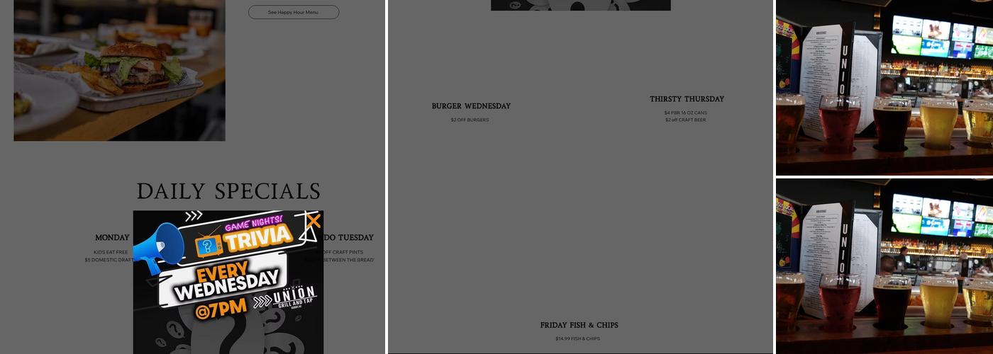 Union Grill and Tap Menu