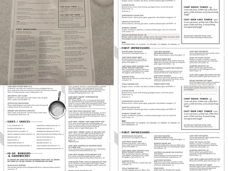 Cast Iron Chef Chop House & Oyster Bar Menu