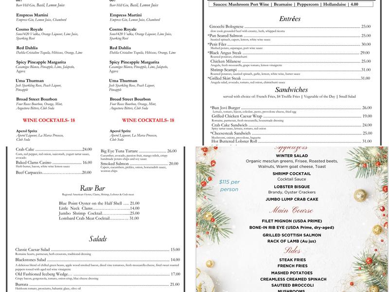 Blackstones Steakhouse Menu