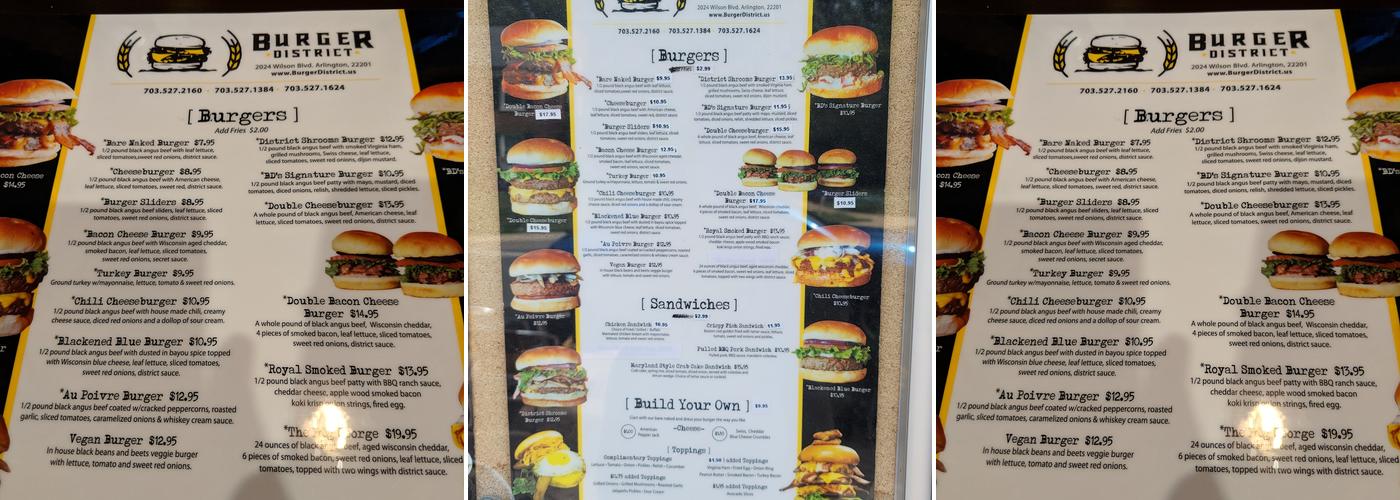 Burger District Menu