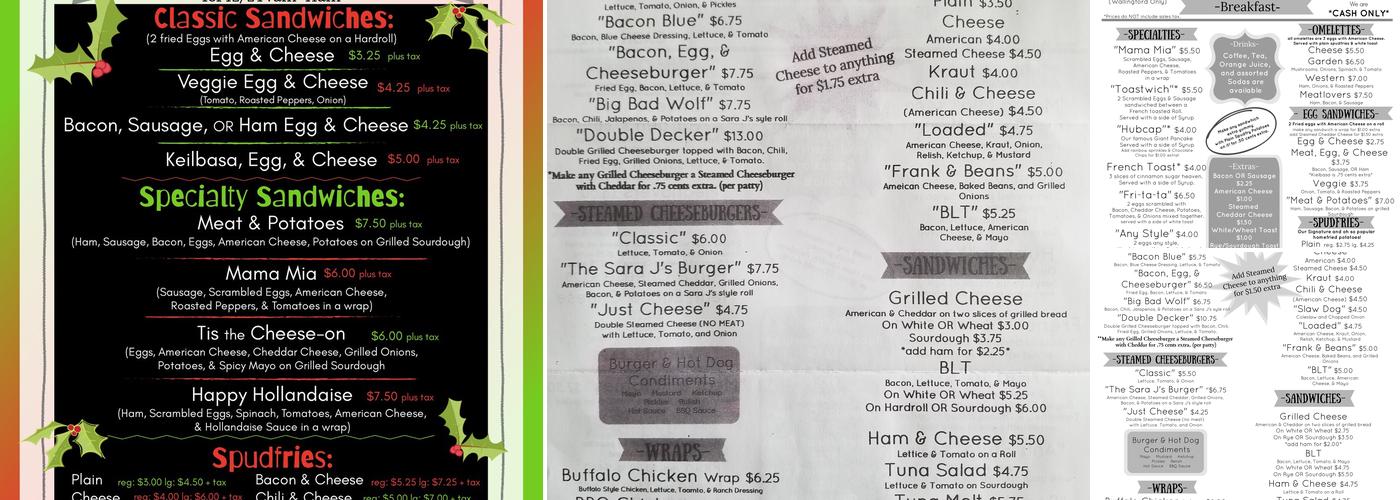 Sara J's Menu